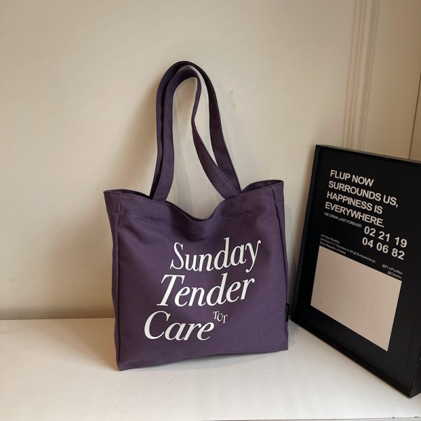 Trendy Canvas Tote Bag for Women, 2025 Casual Single-Shoulder Design, Spacious Student Bag, Everyday Essential