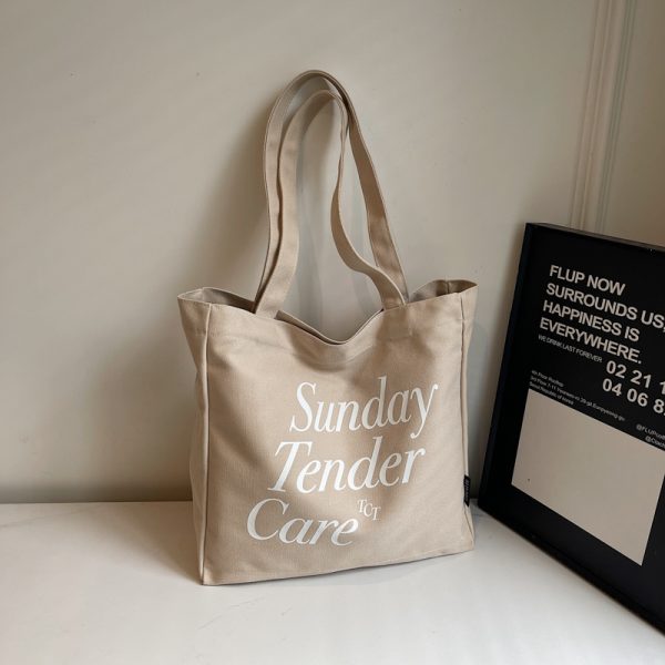 Trendy Canvas Tote Bag for Women, 2025 Casual Single-Shoulder Design, Spacious Student Bag, Everyday Essential
