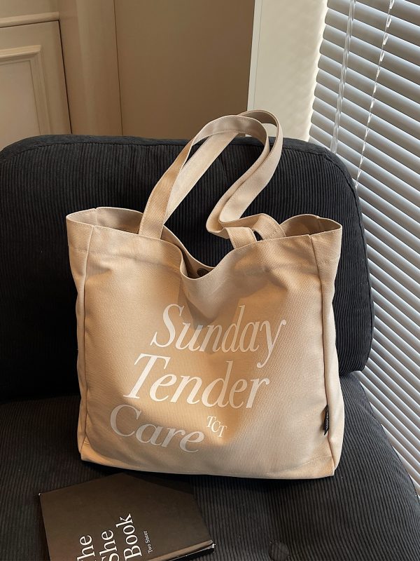 Trendy Canvas Tote Bag for Women, 2025 Casual Single-Shoulder Design, Spacious Student Bag, Everyday Essential