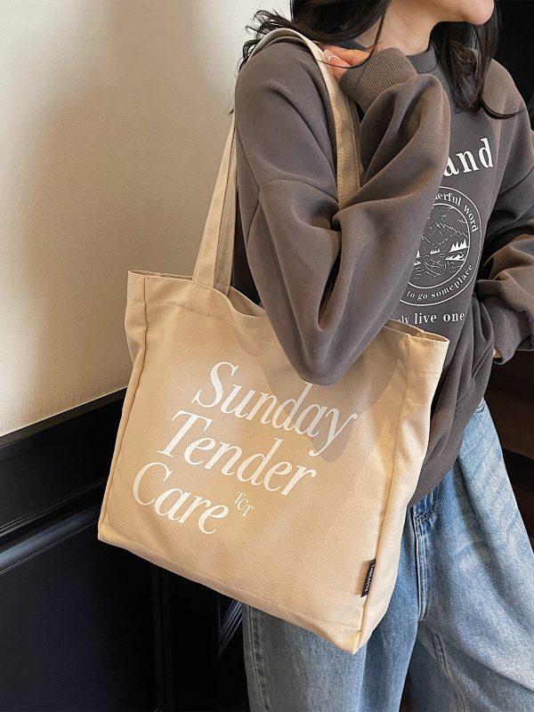 Trendy Canvas Tote Bag for Women, 2025 Casual Single-Shoulder Design, Spacious Student Bag, Everyday Essential
