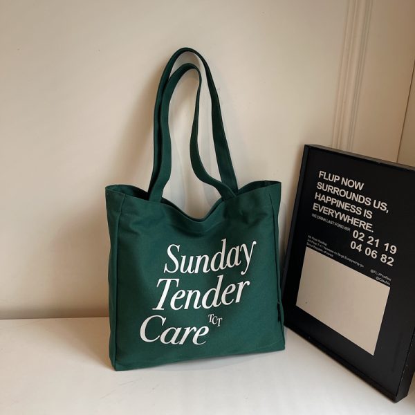 Trendy Canvas Tote Bag for Women, 2025 Casual Single-Shoulder Design, Spacious Student Bag, Everyday Essential
