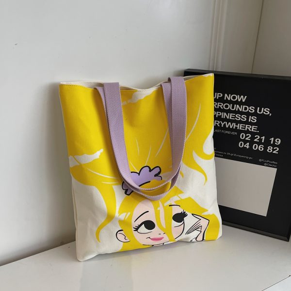 Trendy Cartoon Canvas Tote Bag for Girls - Large Capacity Shoulder Bag for School, Commuting, and Everyday Use