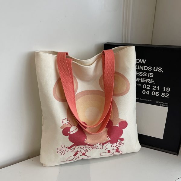 Trendy Cartoon Canvas Tote Bag for Girls - Large Capacity Shoulder Bag for School, Commuting, and Everyday Use