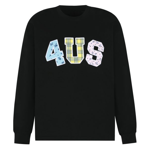 Trendy Couple Long Sleeve T-Shirt, Spring Autumn Plaid Floral Patchwork Embroidered, Loose Fit, Y2K Style