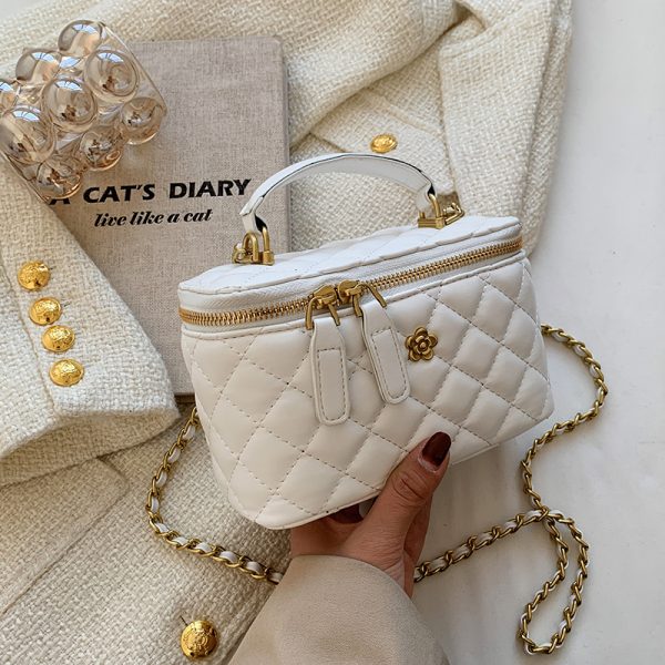 Trendy Diamond-Patterned Handbag for Women - Spring/Summer 2025 Shoulder & Crossbody Chain Bag - Chic Small Fashion Accessory