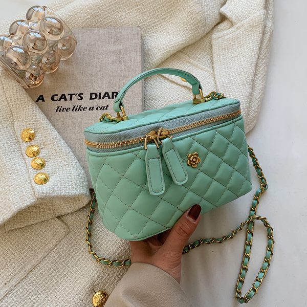 Trendy Diamond-Patterned Handbag for Women - Spring/Summer 2025 Shoulder & Crossbody Chain Bag - Chic Small Fashion Accessory