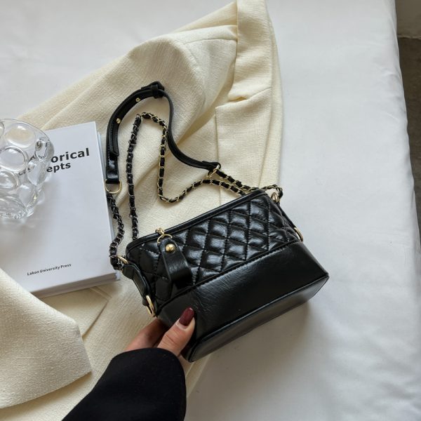 Trendy Diamond Quilted Chain Shoulder Crossbody Bag for Women - Versatile Slouchy Style for Spring and Summer 2025 Fashion