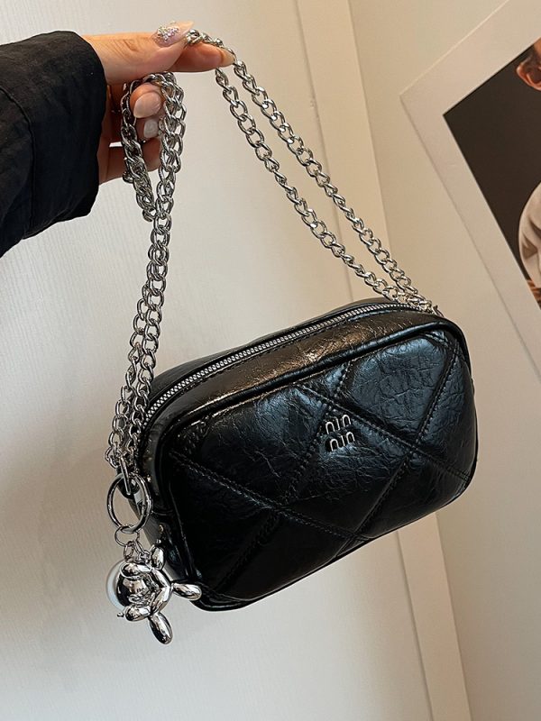 Trendy Diamond Quilted Square Bag for Women, Korean Style INS Fashion, Summer 2025 Shoulder Bag, Small Chanel-Inspired Design