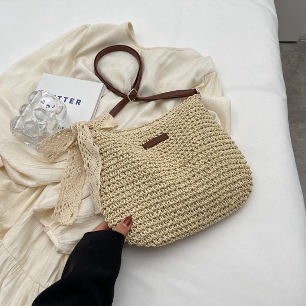 Trendy French-Style Woven Straw Crossbody Bag for Women - Versatile Bohemian Beach Bag for Autumn 2025