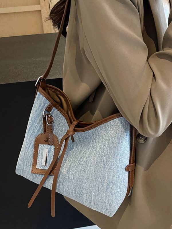 Trendy High-End Denim Bucket Bag for Women - 2025 Summer Fashion Shoulder Bag, Stylish Niche Accessory