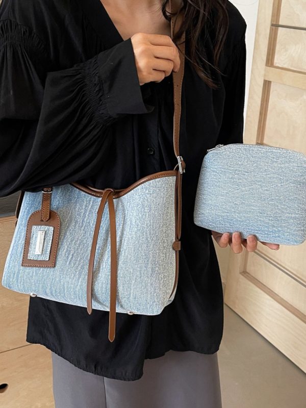 Trendy High-End Denim Bucket Bag for Women - 2025 Summer Fashion Shoulder Bag, Stylish Niche Accessory