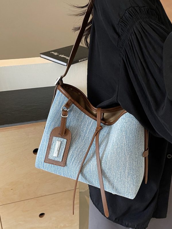 Trendy High-End Denim Bucket Bag for Women - 2025 Summer Fashion Shoulder Bag, Stylish Niche Accessory