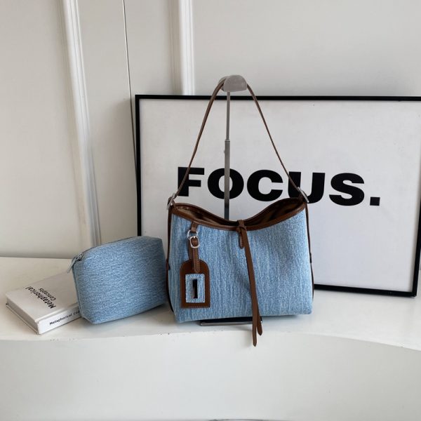 Trendy High-End Denim Bucket Bag for Women - 2025 Summer Fashion Shoulder Bag, Stylish Niche Accessory