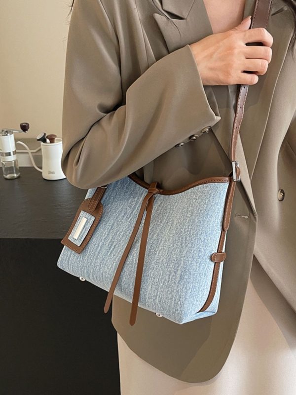 Trendy High-End Denim Bucket Bag for Women - 2025 Summer Fashion Shoulder Bag, Stylish Niche Accessory