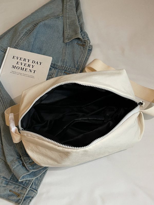 Trendy Japanese-Style Minimalist Oxford Cloth Crossbody Bag for Women, Versatile Wide Shoulder Strap Wrinkled Dumpling Design