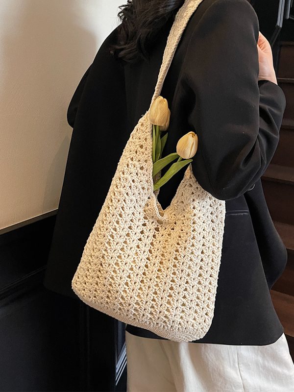 Trendy Knitted Women's Shoulder Bag - 2025 Lazy Style Large Capacity Tote for Class and Commuting