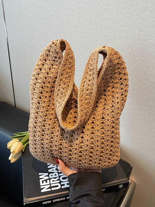 Trendy Knitted Women's Shoulder Bag - 2025 Lazy Style Large Capacity Tote for Class and Commuting