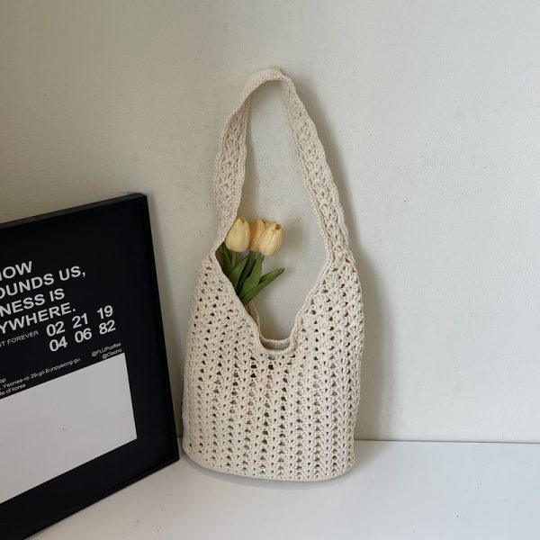 Trendy Knitted Women's Shoulder Bag - 2025 Lazy Style Large Capacity Tote for Class and Commuting