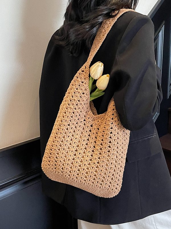 Trendy Knitted Women's Shoulder Bag - 2025 Lazy Style Large Capacity Tote for Class and Commuting