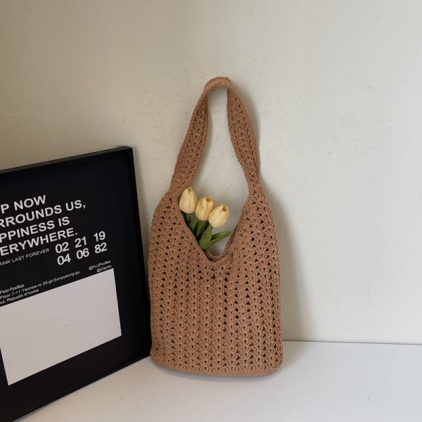 Trendy Knitted Women's Shoulder Bag - 2025 Lazy Style Large Capacity Tote for Class and Commuting