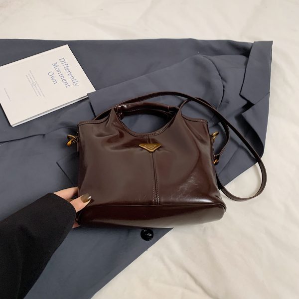 Trendy Korean Oil Wax Leather Small Square Shoulder Bag for Women - Versatile 2025 High-End Fashion Accessory