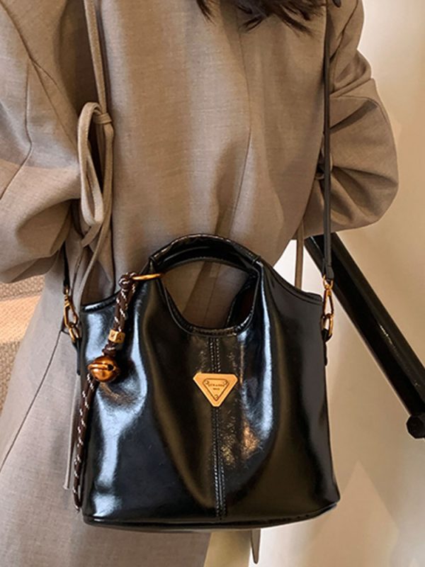 Trendy Korean Oil Wax Leather Small Square Shoulder Bag for Women - Versatile 2025 High-End Fashion Accessory