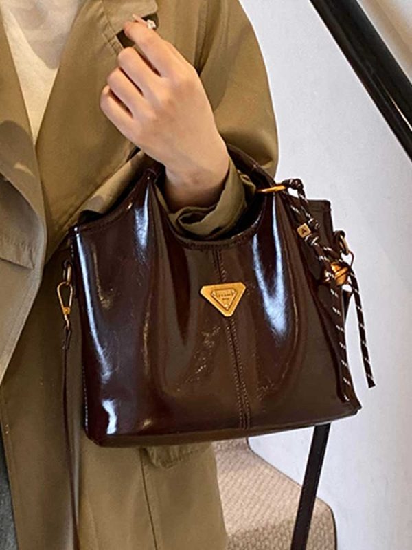 Trendy Korean Oil Wax Leather Small Square Shoulder Bag for Women - Versatile 2025 High-End Fashion Accessory