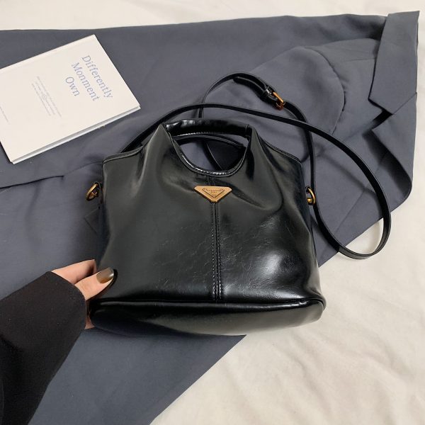 Trendy Korean Oil Wax Leather Small Square Shoulder Bag for Women - Versatile 2025 High-End Fashion Accessory