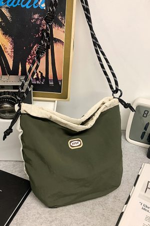 Trendy Korean Style Large Capacity Nylon Crossbody Bucket Bag for Women - Summer 2025 Niche Design