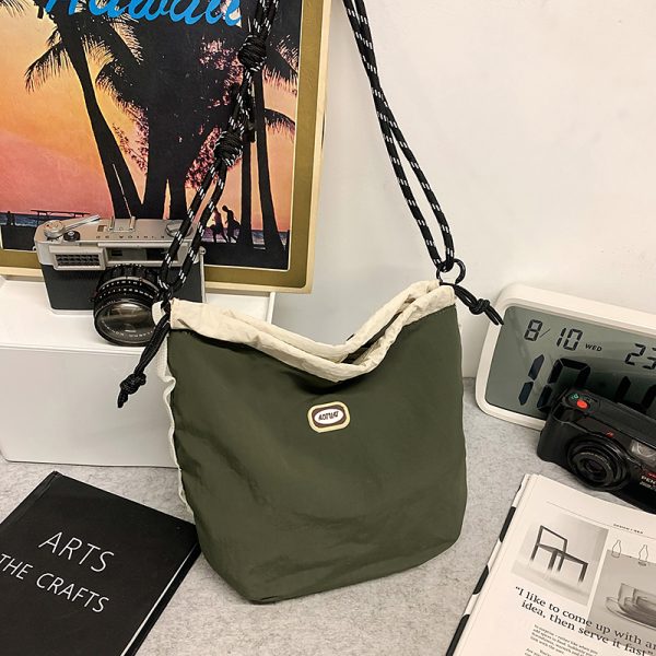 Trendy Korean Style Large Capacity Nylon Crossbody Bucket Bag for Women - Summer 2025 Niche Design