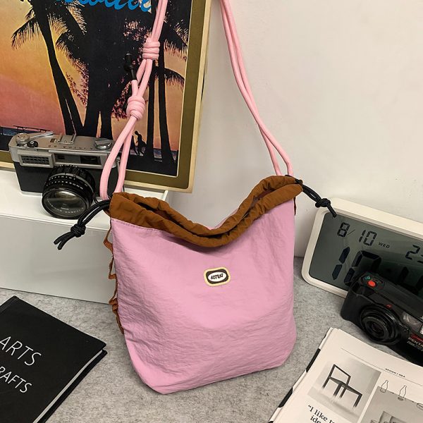 Trendy Korean Style Large Capacity Nylon Crossbody Bucket Bag for Women - Summer 2025 Niche Design