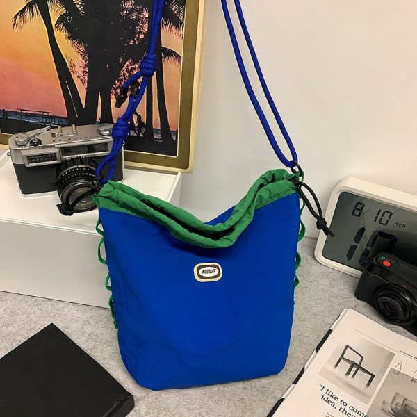 Trendy Korean Style Large Capacity Nylon Crossbody Bucket Bag for Women - Summer 2025 Niche Design