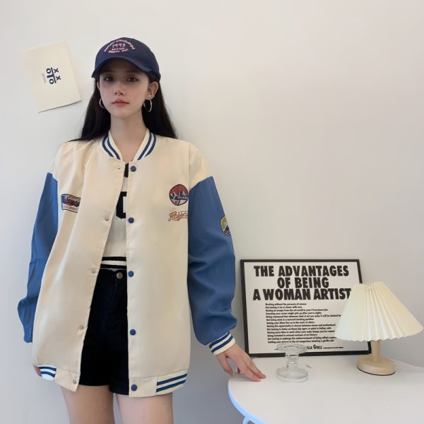 Trendy Loose Casual Baseball Jacket for Women - Spring Versatile Style for Students, Chic Everyday Wear