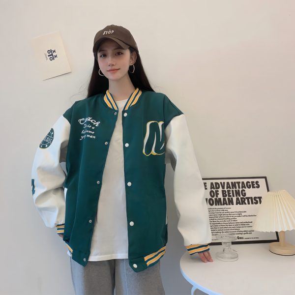 Trendy Loose Casual Baseball Jacket for Women - Spring Versatile Style for Students, Chic Everyday Wear