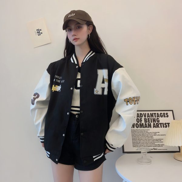 Trendy Loose Casual Baseball Jacket for Women - Spring Versatile Style for Students, Chic Everyday Wear