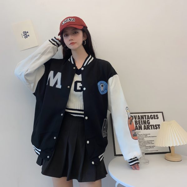 Trendy Loose Casual Baseball Jacket for Women - Spring Versatile Style for Students, Chic Everyday Wear