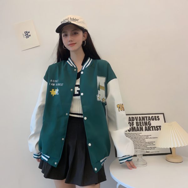 Trendy Loose Casual Baseball Jacket for Women - Spring Versatile Style for Students, Chic Everyday Wear