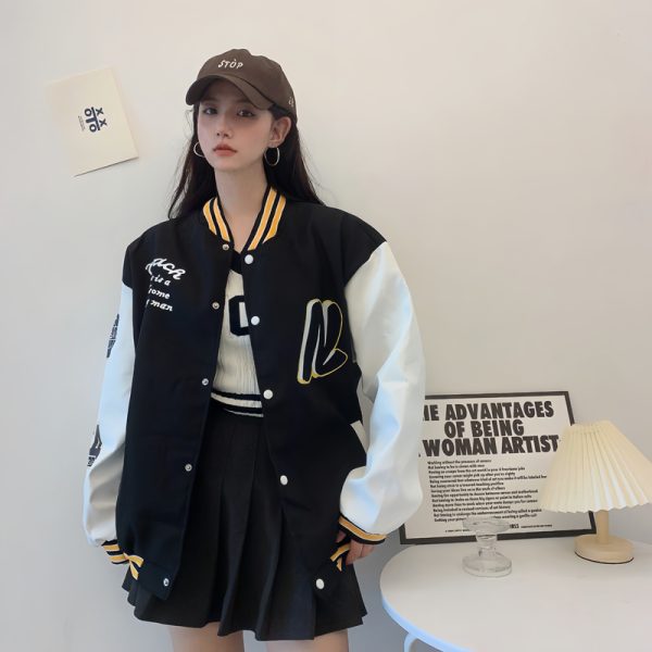 Trendy Loose Casual Baseball Jacket for Women - Spring Versatile Style for Students, Chic Everyday Wear