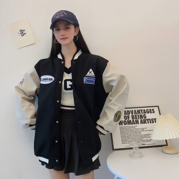 Trendy Loose Casual Baseball Jacket for Women - Spring Versatile Style for Students, Chic Everyday Wear