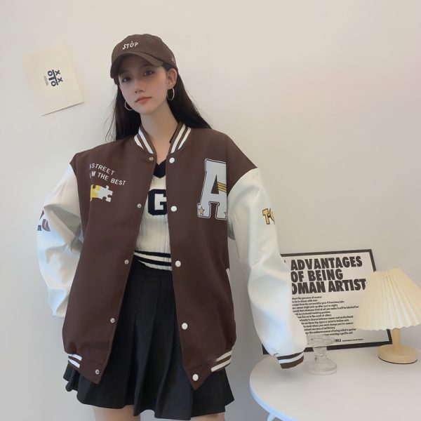 Trendy Loose Casual Baseball Jacket for Women - Spring Versatile Style for Students, Chic Everyday Wear