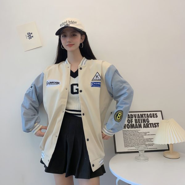 Trendy Loose Casual Baseball Jacket for Women - Spring Versatile Style for Students, Chic Everyday Wear