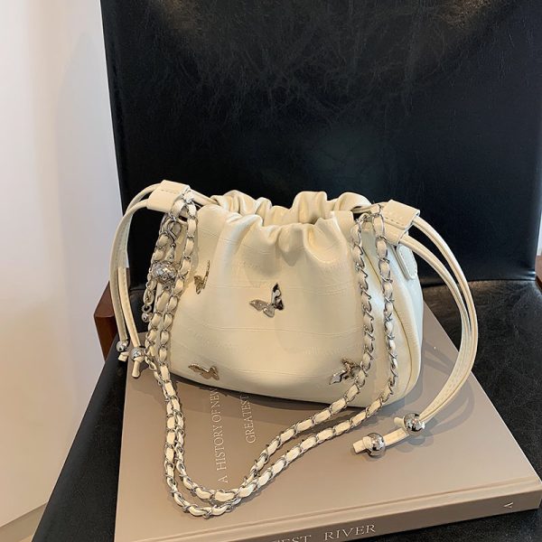 Trendy Minimalist Drawstring Bucket Bag for Women - Stylish Butterfly Shoulder Bag & Crossbody for Summer 2025