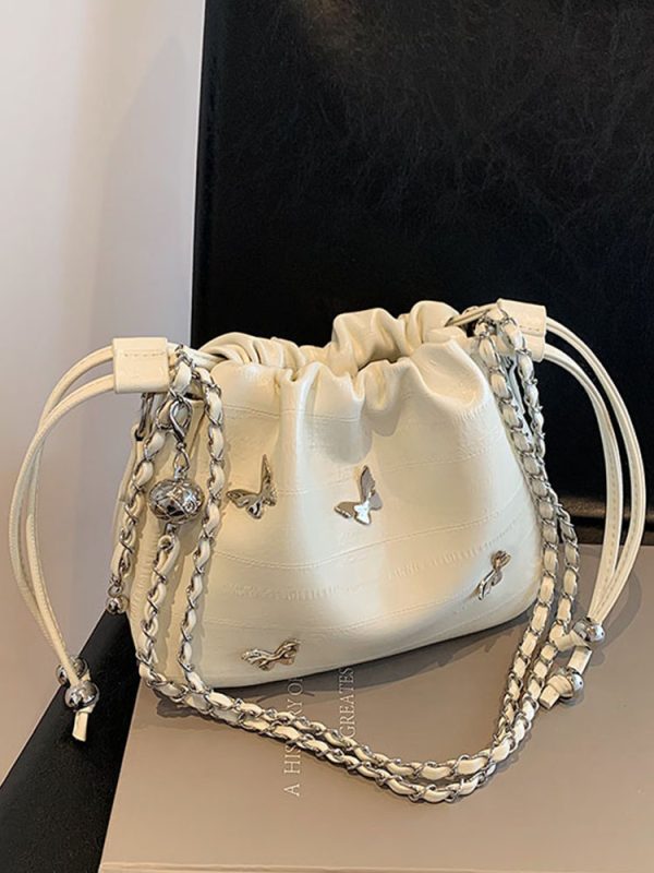 Trendy Minimalist Drawstring Bucket Bag for Women - Stylish Butterfly Shoulder Bag & Crossbody for Summer 2025