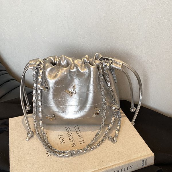 Trendy Minimalist Drawstring Bucket Bag for Women - Stylish Butterfly Shoulder Bag & Crossbody for Summer 2025