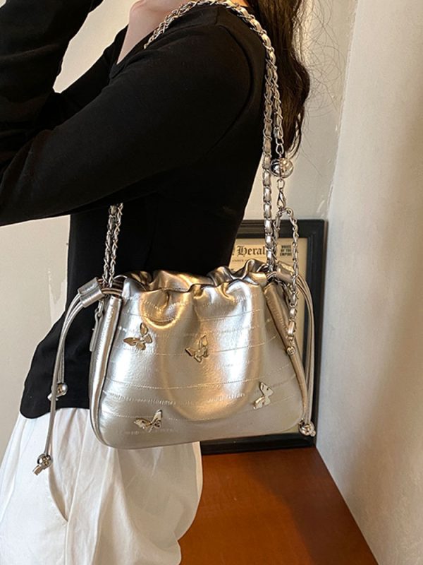 Trendy Minimalist Drawstring Bucket Bag for Women - Stylish Butterfly Shoulder Bag & Crossbody for Summer 2025