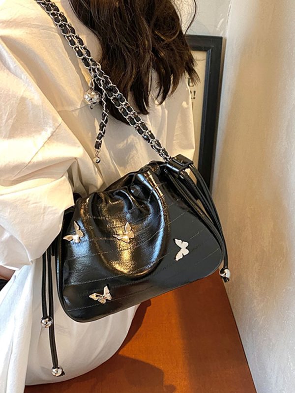 Trendy Minimalist Drawstring Bucket Bag for Women - Stylish Butterfly Shoulder Bag & Crossbody for Summer 2025