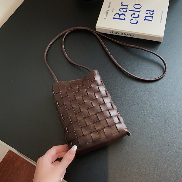 Trendy Minimalist Woven Crossbody Bag for Women, Casual Single Shoulder Phone Bag, High-Capacity 2025 Style