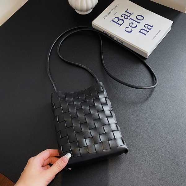 Trendy Minimalist Woven Crossbody Bag for Women, Casual Single Shoulder Phone Bag, High-Capacity 2025 Style