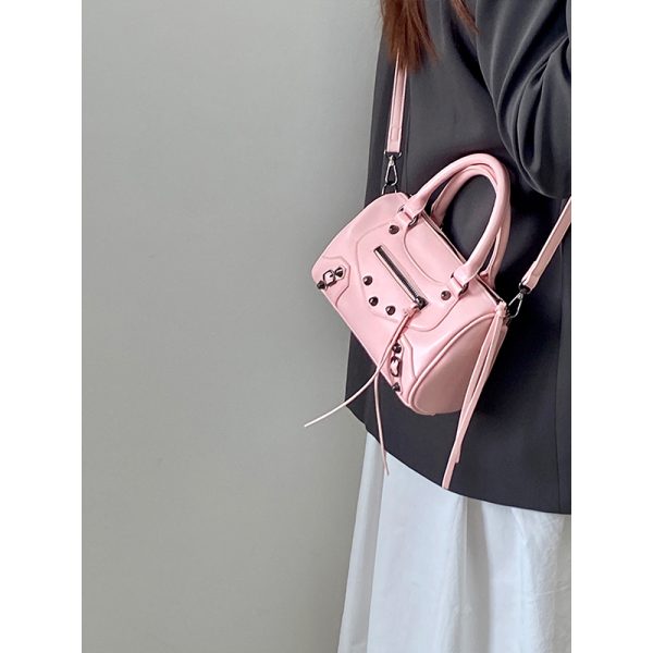 Trendy Pink Motorcycle Crossbody Bag for Women â€“ Stylish Shoulder Handbag, 2025 Niche Design, Cool Fashion Accessory
