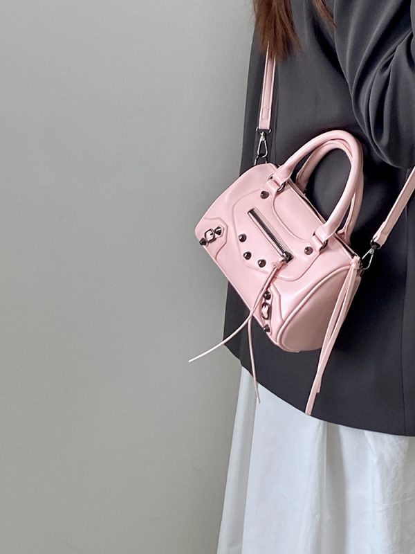 Trendy Pink Motorcycle Crossbody Bag for Women â€“ Stylish Shoulder Handbag, 2025 Niche Design, Cool Fashion Accessory